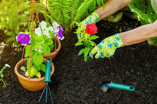 High-pressure decking cleaning equipment in action