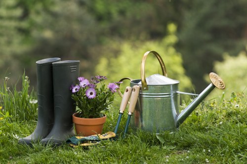 Quality deck maintenance tools laid out for cleaning